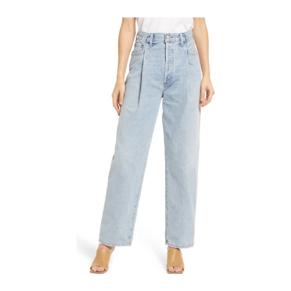 AGOLDE ultra high rise folded waistband relaxed straight leg rigid denim jeans - Picture 2 of 7